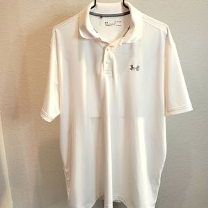 Men's Under Armour UA Heatgear Loose fit  White Polo Shirt Short Sleeve size XL
